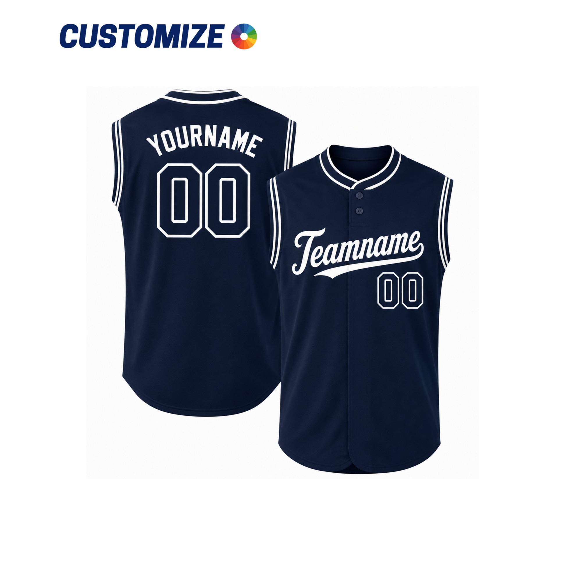 Sleeveless 2-Button Baseball Jersey