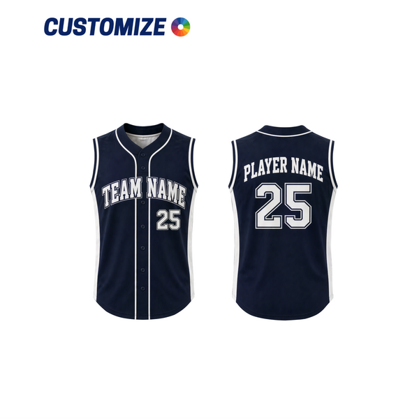 Sleeveless Full-Button Baseball Jersey